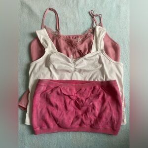 American Eagle and SHEIN Pink and White Camisole Set